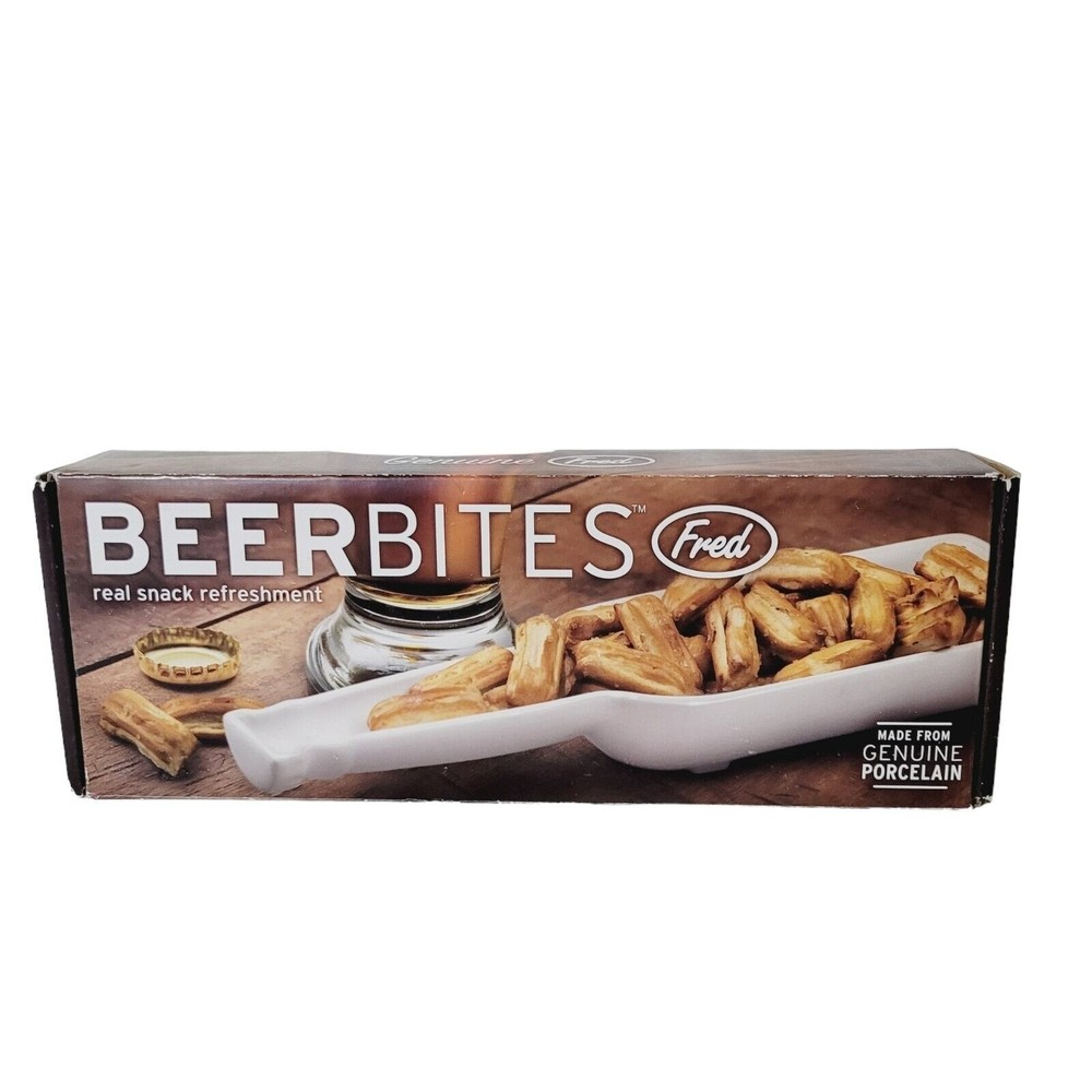 Fred Beer Bites Genuine Porcelain Bottle Shaped Snack Bowl Food Safe In Box